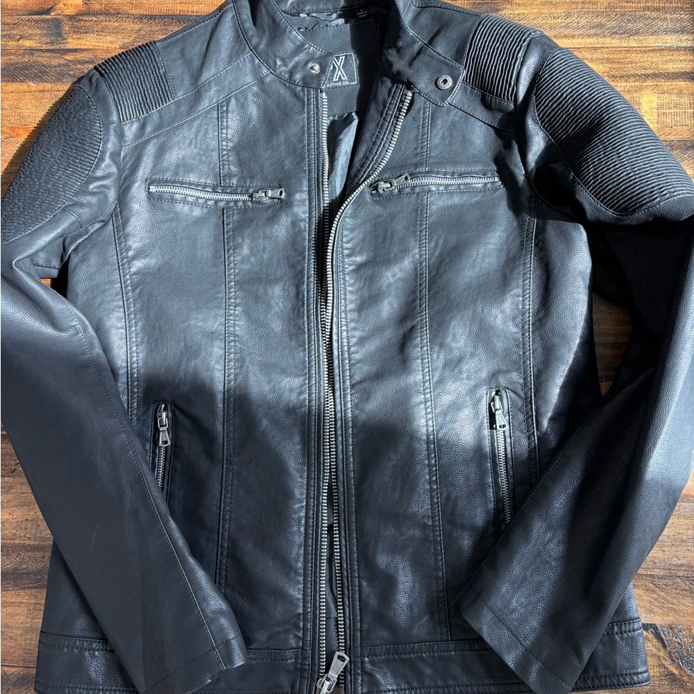 Teen boy Black Faux Leather Jacket